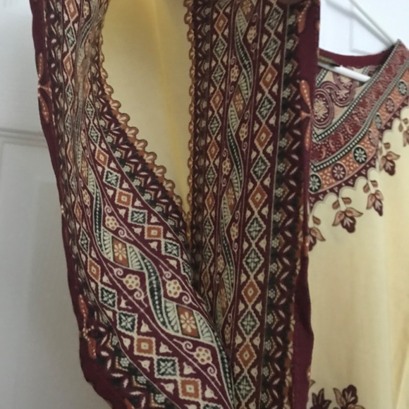 NWOT Patterned Oversized Kaftan Dress Gown Poncho Effect Maxi Bohemian Cover Up - Picture 5 of 7